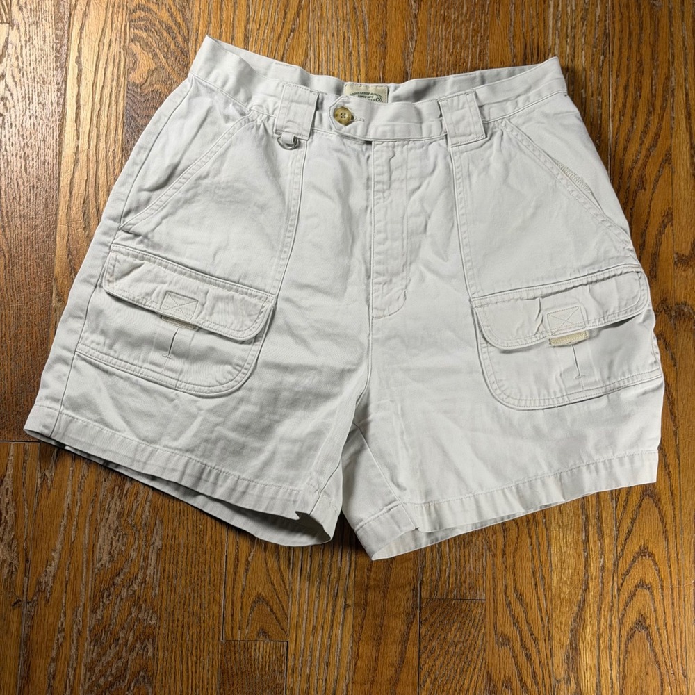 Vintage GH Bass & Co Women 10 Khaki Cargo Shorts Cotton High Rise Utility Hiking